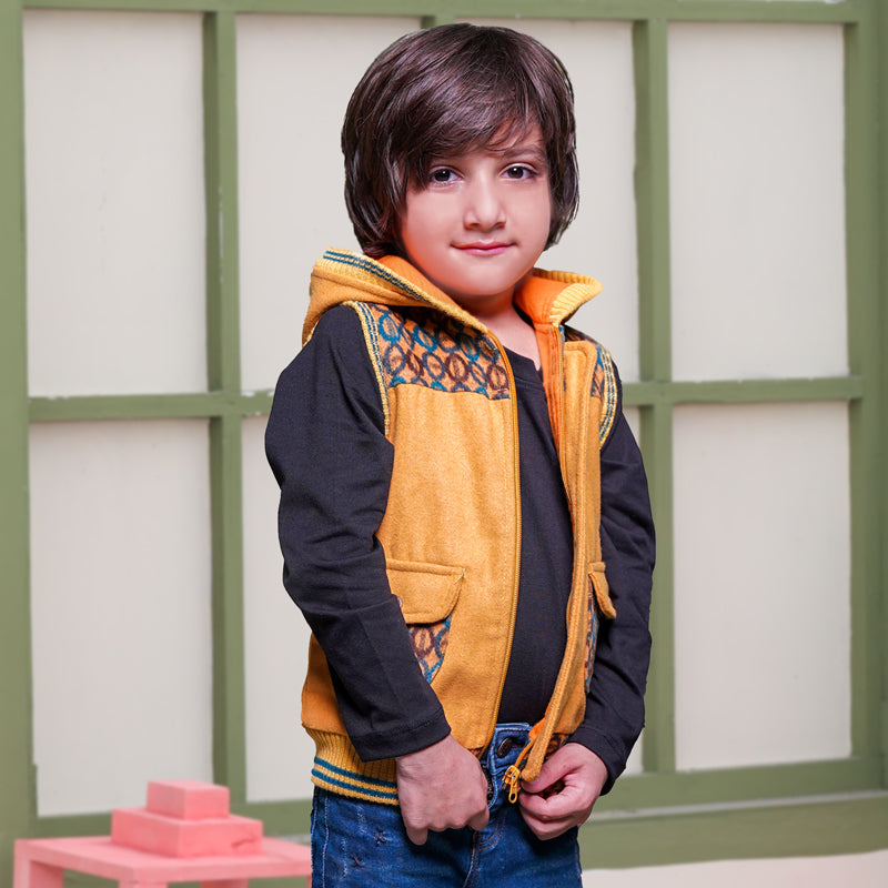 Boys Yellow Sleeveless Jacket